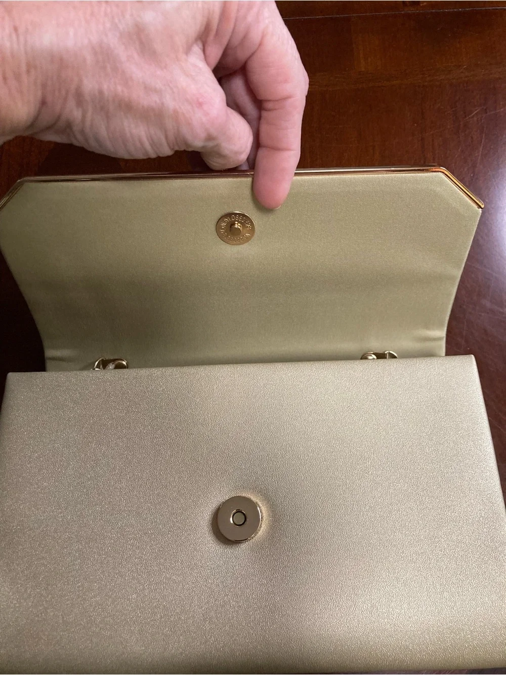 Christian Lacroix Champagne Pearl Envelope Clutch